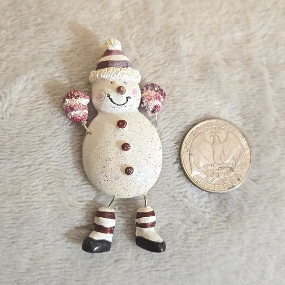 #270 Vintage snowman brooch pin - Picture 2 of 4